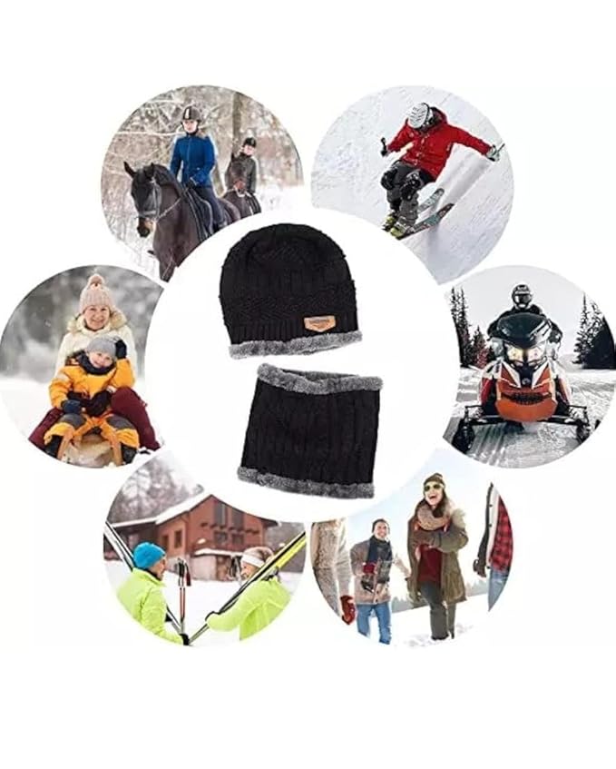 Woolen Winter Cap with Neck Warmer Set
